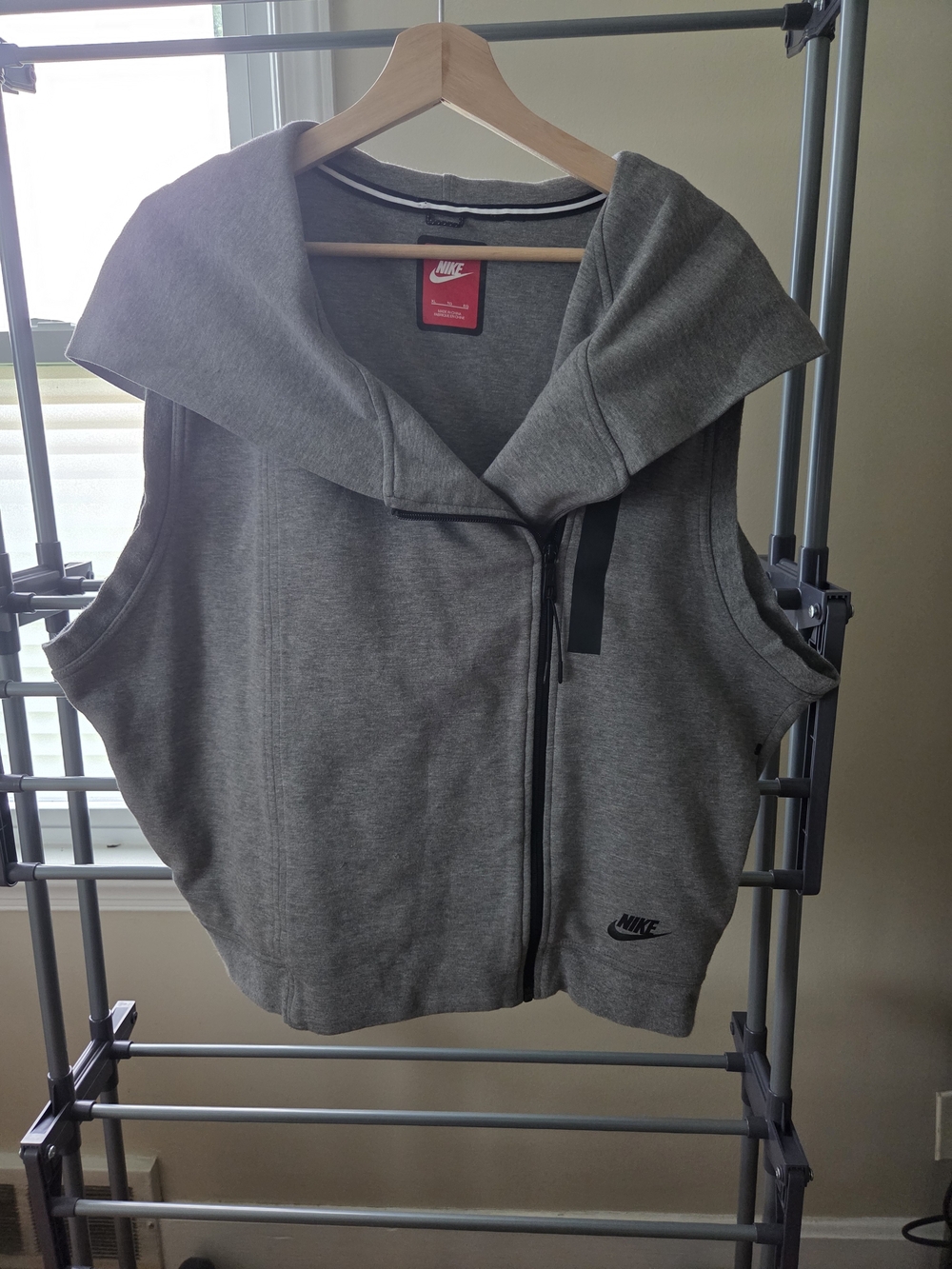Nike Gray Hooded Sleeveless Zip Vest